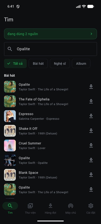 Search results with cover art