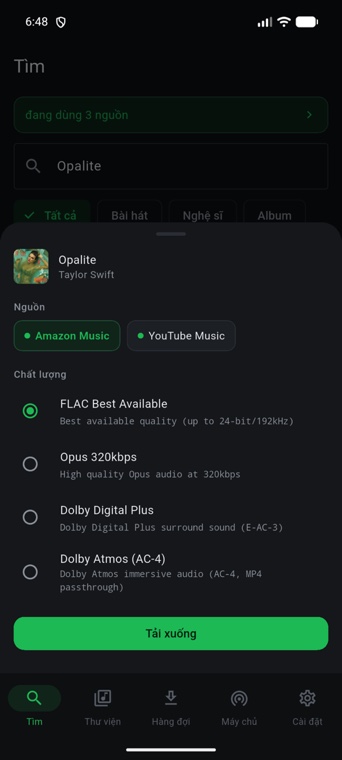 Source and quality picker before download